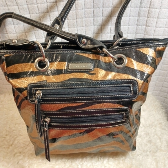 Strata Glossy Animal Print Tote Purse - Picture 3 of 12